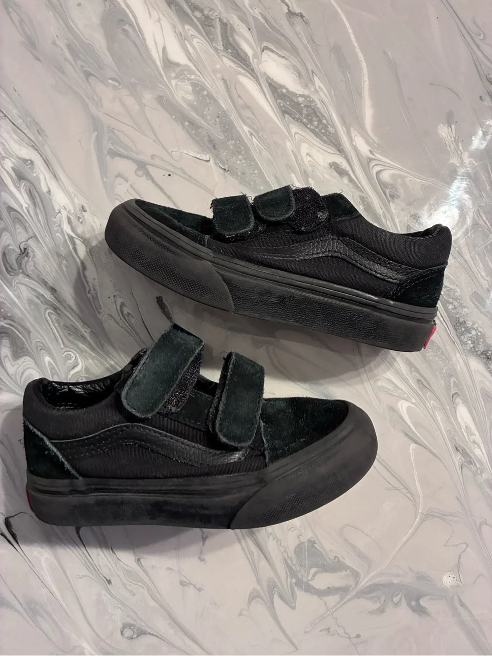 Kids Vans Black Velcro Suede Sneakers - Comfortable Everyday Shoes